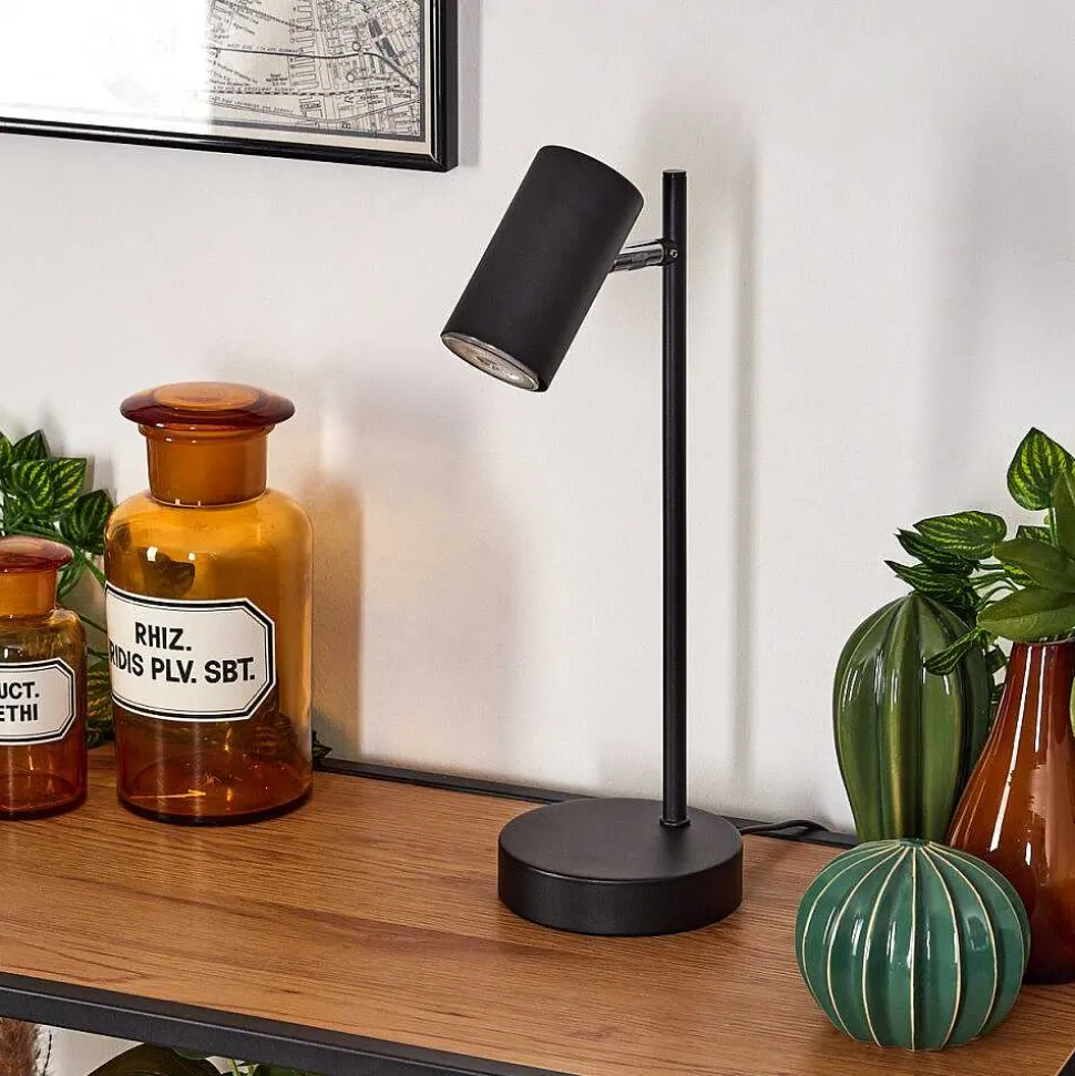 Lampe De Table Javel Chrome, Noir, 1 Lumiere