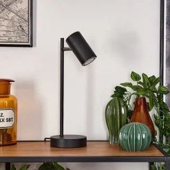 Lampe De Table Javel Chrome, Noir, 1 Lumiere