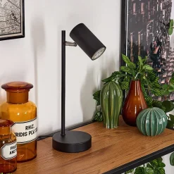 Lampe De Table Javel Chrome, Noir, 1 Lumiere