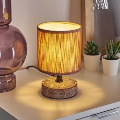 Lampe De Table Kigombo Brun, 1 Lumiere