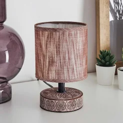 Lampe De Table Kigombo Brun, 1 Lumiere