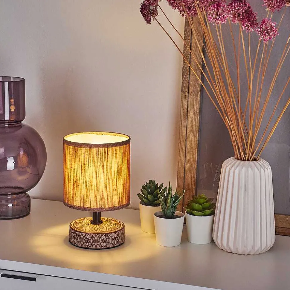 Lampe De Table Kigombo Brun, 1 Lumiere