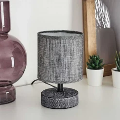 Lampe De Table Kigombo Gris, Noir, 1 Lumiere