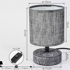 Lampe De Table Kigombo Gris, Noir, 1 Lumiere