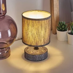 Lampe De Table Kigombo Gris, Noir, 1 Lumiere