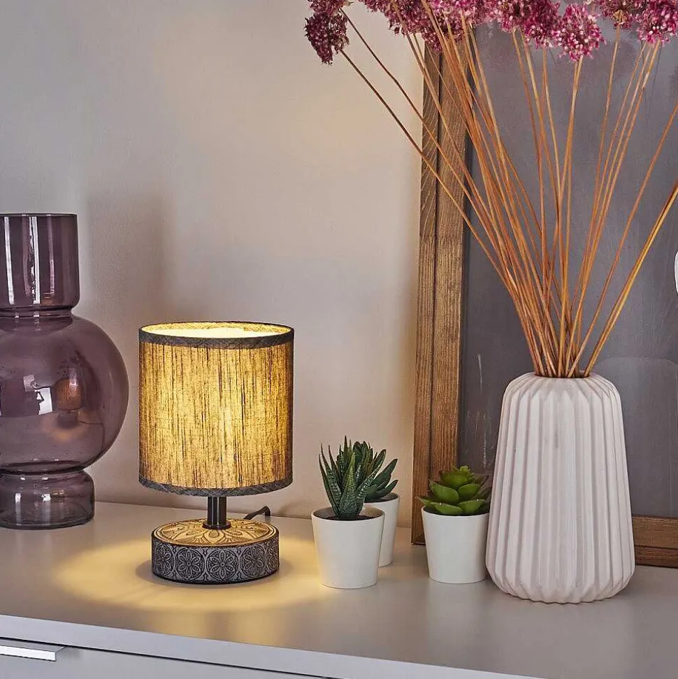 Lampe De Table Kigombo Gris, Noir, 1 Lumiere