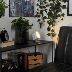 Lampe De Table Ledo Argente, 1 Lumiere, Telecommandes, Changeur De Couleurs