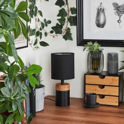 Lampe De Table Lorrain Couleur Bois, 1 Lumiere