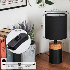 Lampe De Table Lorrain Couleur Bois, 1 Lumiere