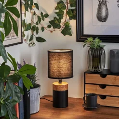 Lampe De Table Lorrain Couleur Bois, 1 Lumiere