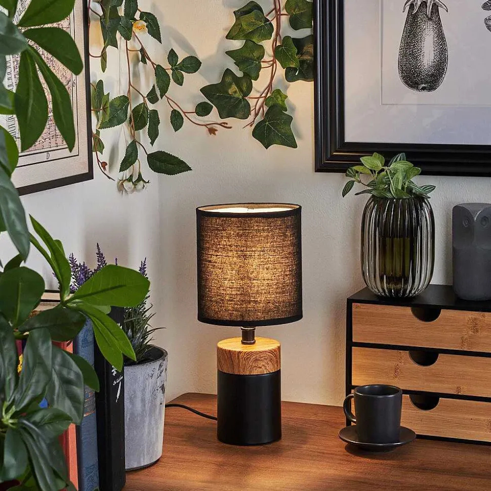 Lampe De Table Lorrain Couleur Bois, 1 Lumiere