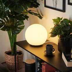 Lampe De Table Loural Led Nickel Mat, 1 Lumiere, Telecommandes, Changeur De Couleurs