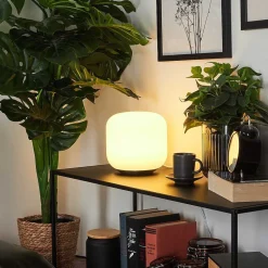 Lampe De Table Loural Led Nickel Mat, 1 Lumiere, Telecommandes, Changeur De Couleurs