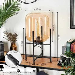 Lampe De Table Manzano Noir, 1 Lumiere