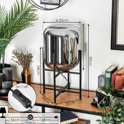 Lampe De Table Manzano Noir, 1 Lumiere