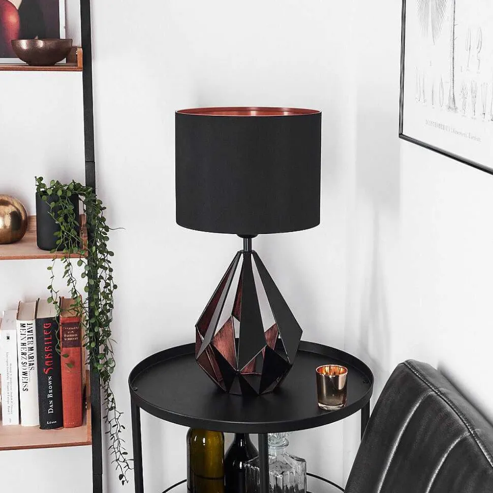 Lampe De Table Marang Cuivre, Noir, 1 Lumiere