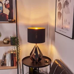 Lampe De Table Marang Cuivre, Noir, 1 Lumiere