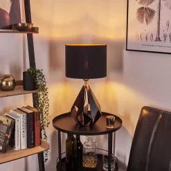 Lampe De Table Marang Cuivre, Noir, 1 Lumiere