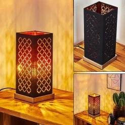 Lampe De Table Meldal Nickel Mat, Noir, 1 Lumiere