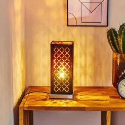 Lampe De Table Meldal Nickel Mat, Noir, 1 Lumiere