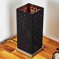 Lampe De Table Meldal Nickel Mat, Noir, 1 Lumiere