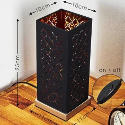 Lampe De Table Meldal Nickel Mat, Noir, 1 Lumiere