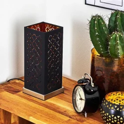 Lampe De Table Meldal Nickel Mat, Noir, 1 Lumiere