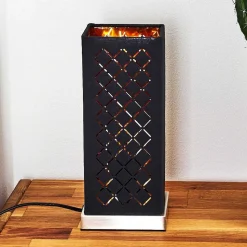 Lampe De Table Meldal Nickel Mat, Noir, 1 Lumiere