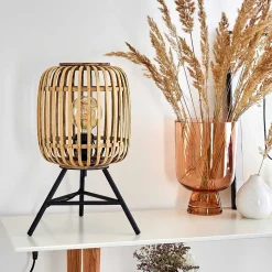 Lampe De Table Mongolei Noir, 1 Lumiere