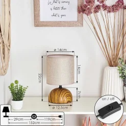 Lampe De Table Passila Couleur Bois, 1 Lumiere