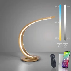 Lampe De Table Paul Neuhaus Q-Vito Led Laiton, 1 Lumiere, Telecommandes