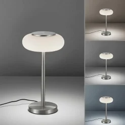 Lampe De Table Paul Neuhaus Q-Etienne Led Acier Brosse, 1 Lumiere, Telecommandes