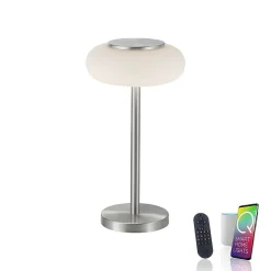 Lampe De Table Paul Neuhaus Q-Etienne Led Acier Brosse, 1 Lumiere, Telecommandes