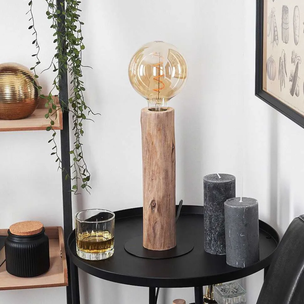 Lampe De Table Pozos Ecru, Noir, 1 Lumiere