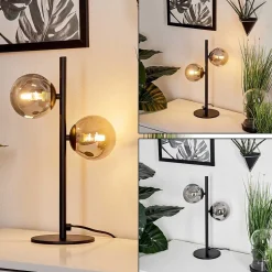 Lampe De Table Remaisnil Noir, 2 Lumieres