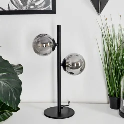 Lampe De Table Remaisnil Noir, 2 Lumieres