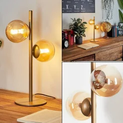 Lampe De Table Remaisnil Laiton, 2 Lumieres
