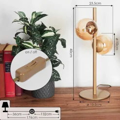 Lampe De Table Remaisnil Laiton, 2 Lumieres