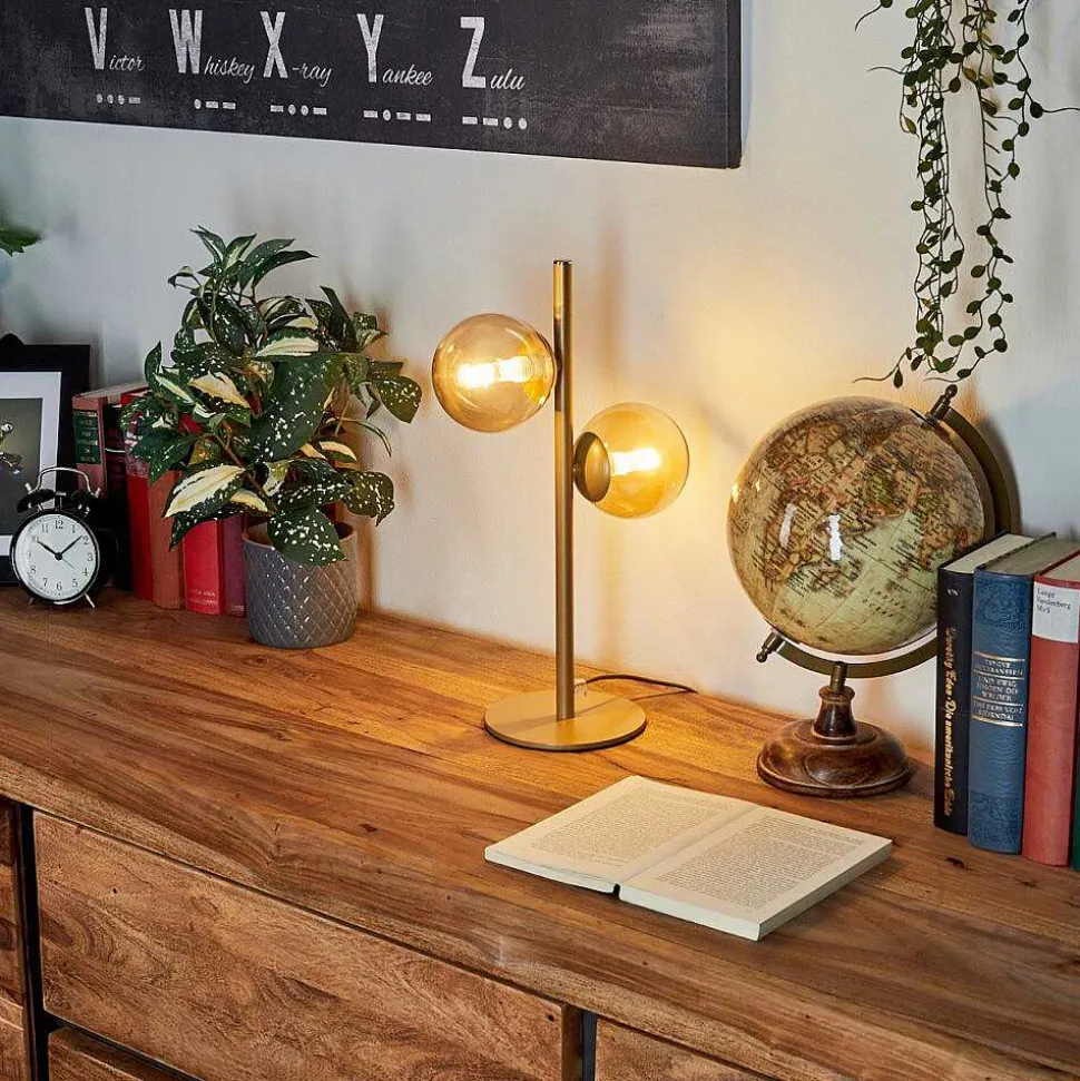 Lampe De Table Remaisnil Laiton, 2 Lumieres