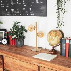 Lampe De Table Remaisnil Laiton, 2 Lumieres