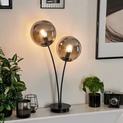 Lampe De Table Salamonde Noir, 2 Lumieres