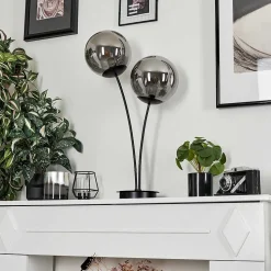 Lampe De Table Salamonde Noir, 2 Lumieres