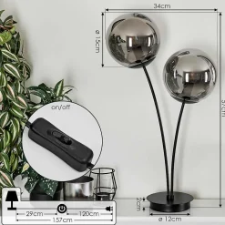 Lampe De Table Salamonde Noir, 2 Lumieres