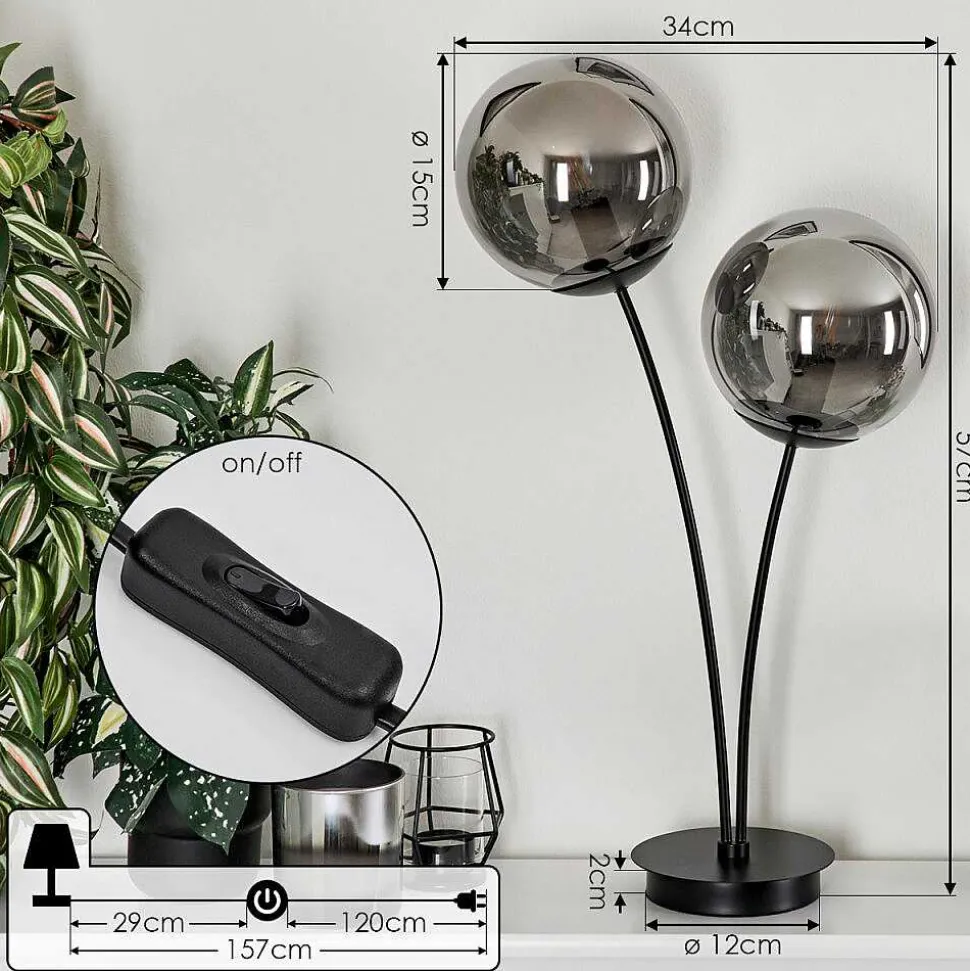 Lampe De Table Salamonde Noir, 2 Lumieres