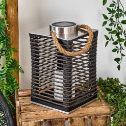 Lampe De Table Solaire Emboque Led Brun, Ecru, Nickel Mat, Noir, 1 Lumiere