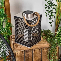 Lampe De Table Solaire Emboque Led Brun, Ecru, Nickel Mat, Noir, 1 Lumiere