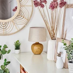 Lampe De Table Stampa Brun, Couleur Bois, 1 Lumiere