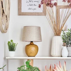 Lampe De Table Stampa Brun, Couleur Bois, 1 Lumiere