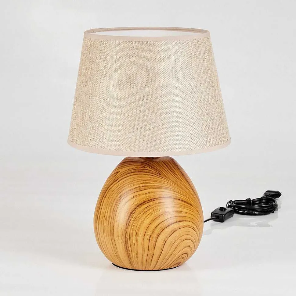 Lampe De Table Stampa Brun, Couleur Bois, 1 Lumiere