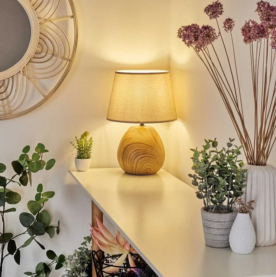 Lampe De Table Stampa Brun, Couleur Bois, 1 Lumiere